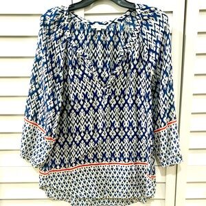 Beach Lunch Lounge Blue and White Printed Tunic - Medium
